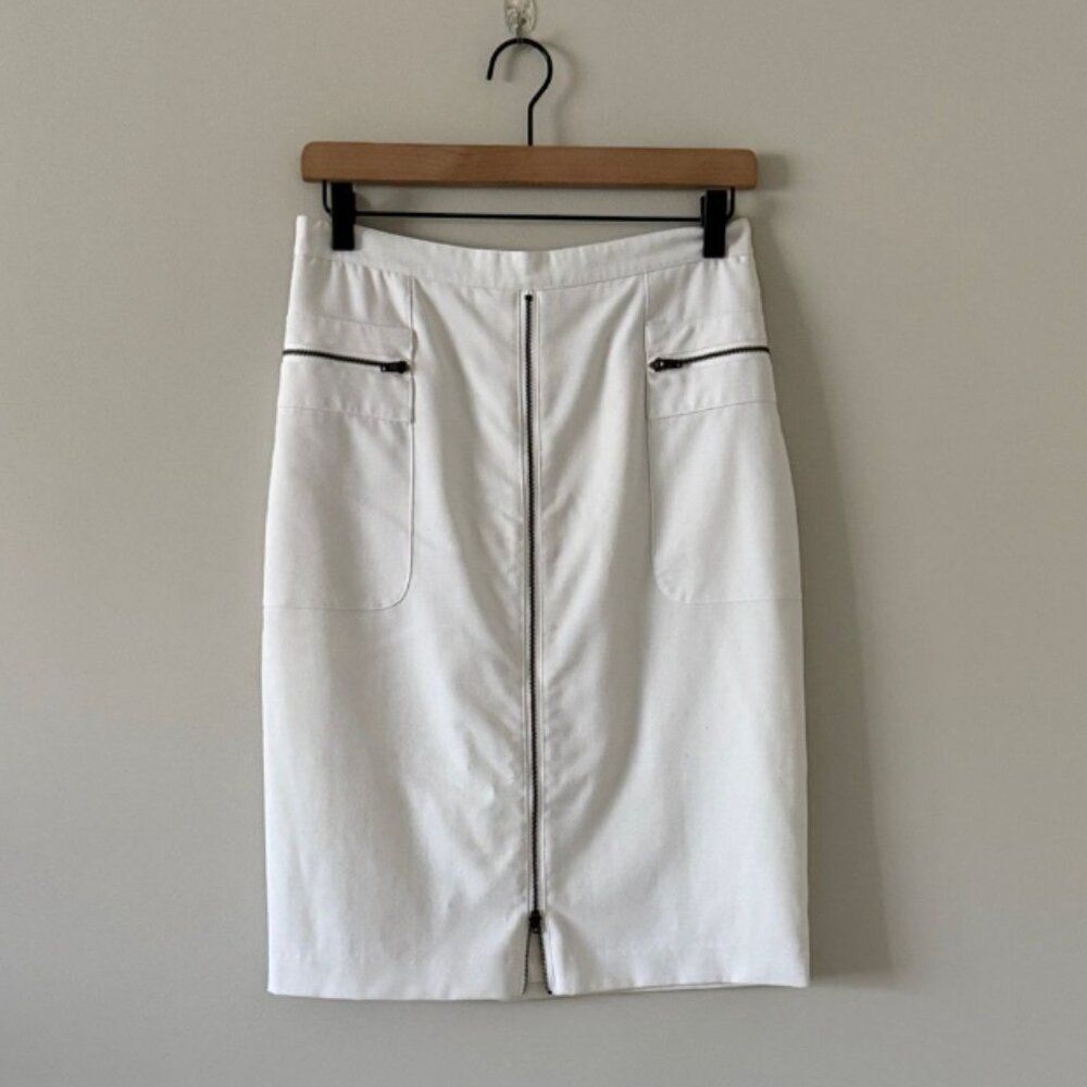 Moda International Pencil Skirt with Zipper Details in White Size 6